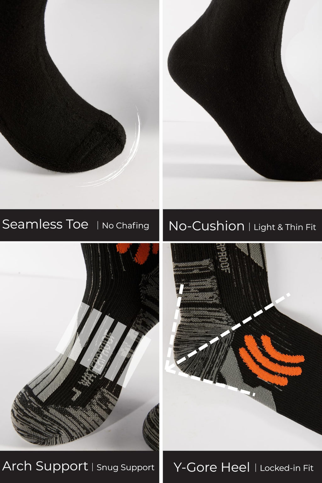 WRAP ME Waterproof Socks for Men, Waterproof Hiking Socks with Breathable Cushion, Outdoor Adventures, Running, Hiking, Water Sports