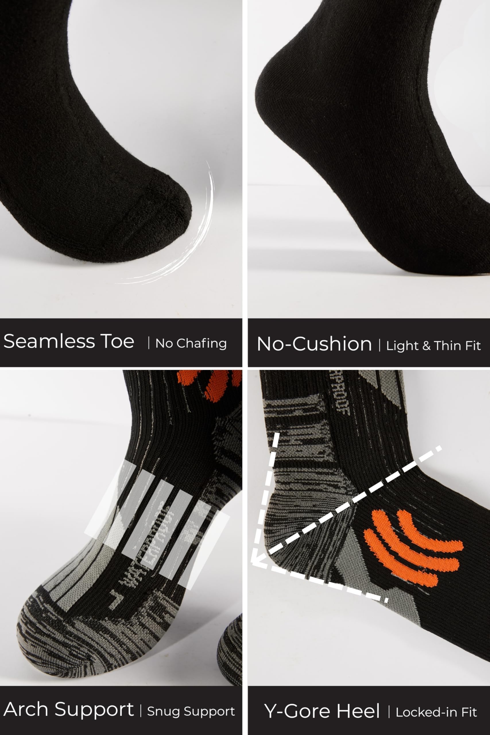 WRAP ME Waterproof Socks for Men, Waterproof Hiking Socks with Breathable Cushion, Outdoor Adventures, Running, Hiking, Water Sports