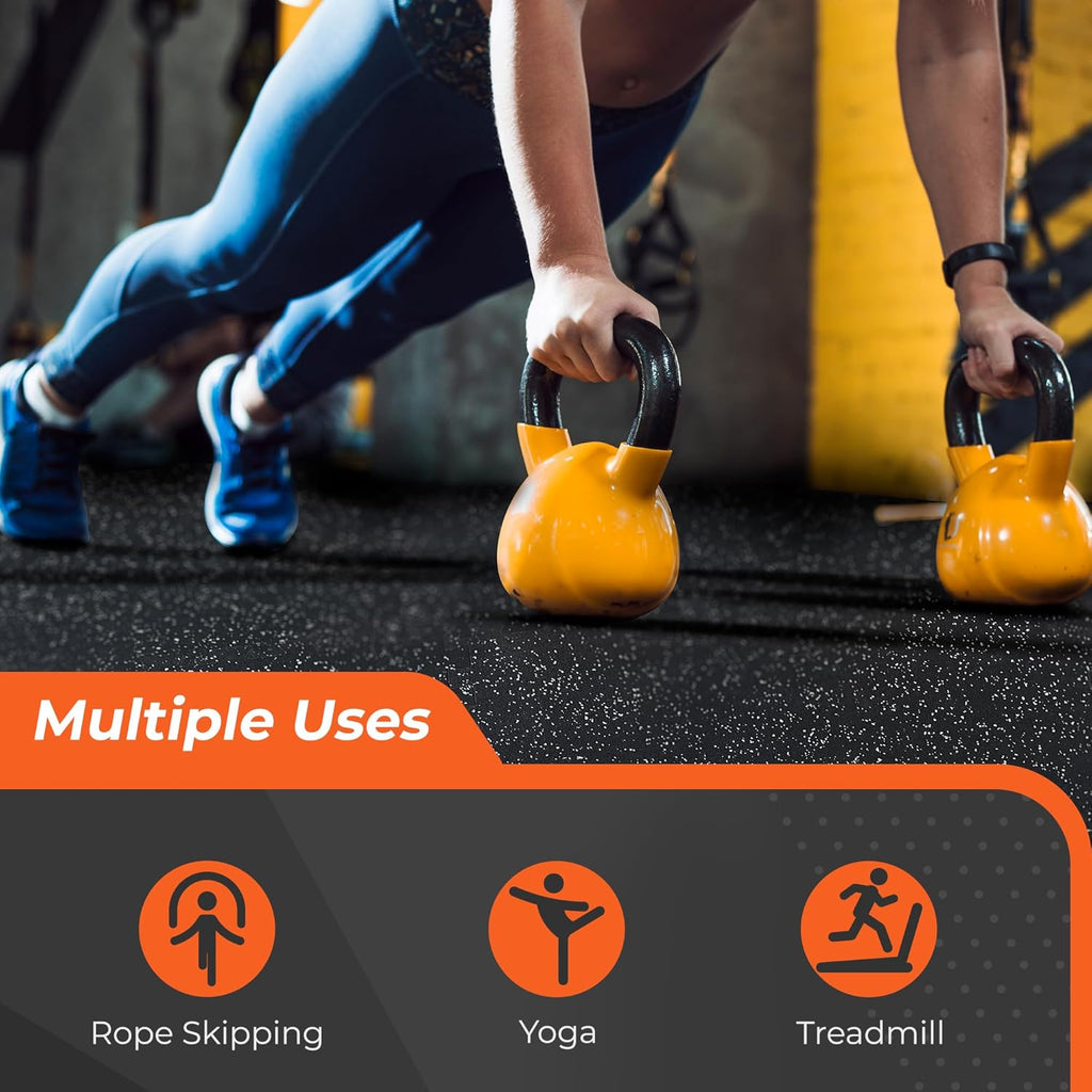 SUPERJARE Rubber Top Exercise Mats - 0.4'' Thick, 24 Pcs, 96 Sq Ft Interlocking Gym Flooring | Black/Grey