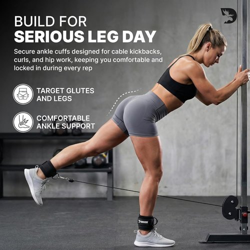 DMoose Fitness Ankle Strap - Premium Padded Cuffs for Cable Machines | Ideal for Booty Workouts & Leg Exercises