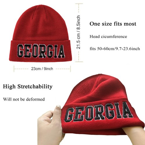 HUIGONGSHOU Beanie for Men and Women, Winter Knit Hat with 3D Embroidery, Cuffed Winter Hat Sport Fans Gift for Men Women