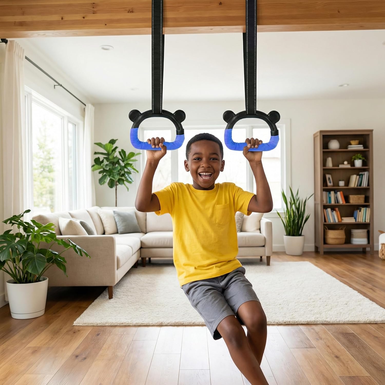 Skiennix Kids Gymnastics Rings - Adjustable Strap Strength Training Equipment for Home Use