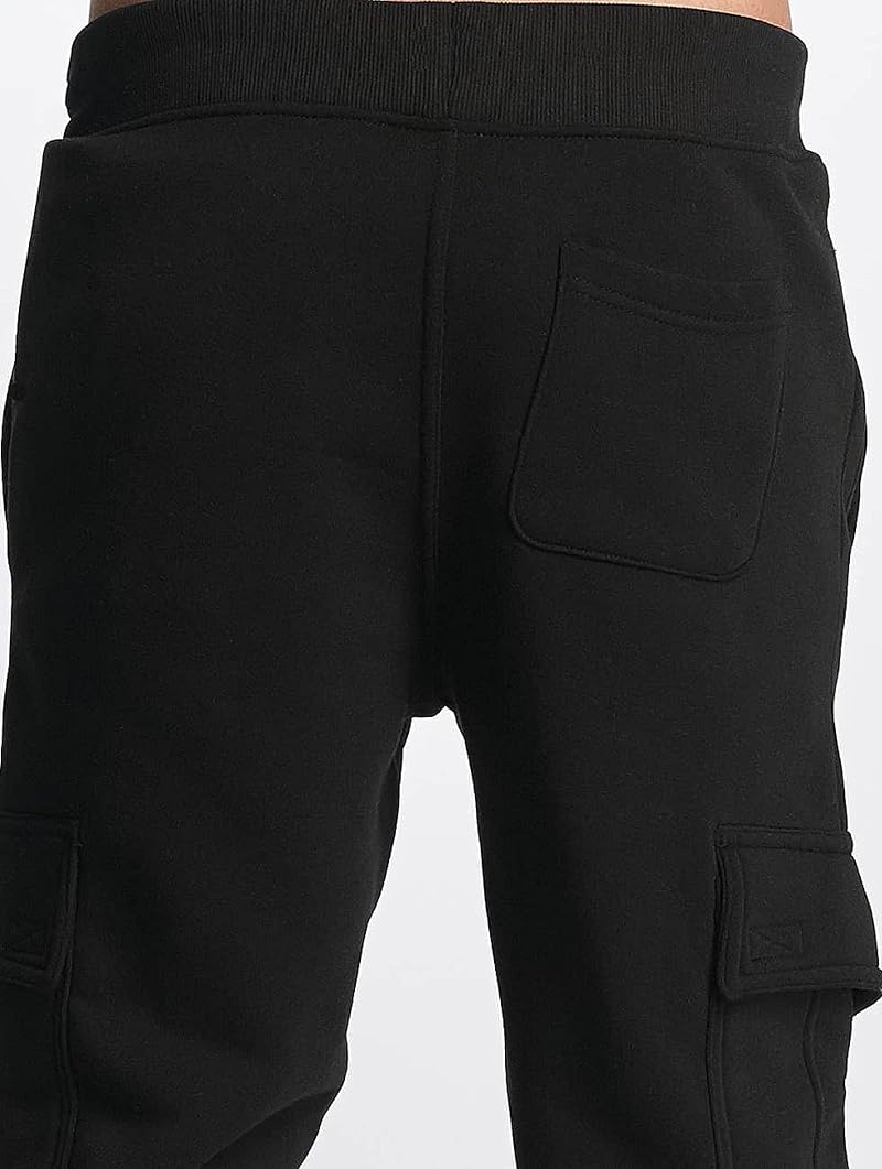 Southpole Men’s Basic Active Cargo Jogger Pants - Fleece & Tech Nylon, Black, Large