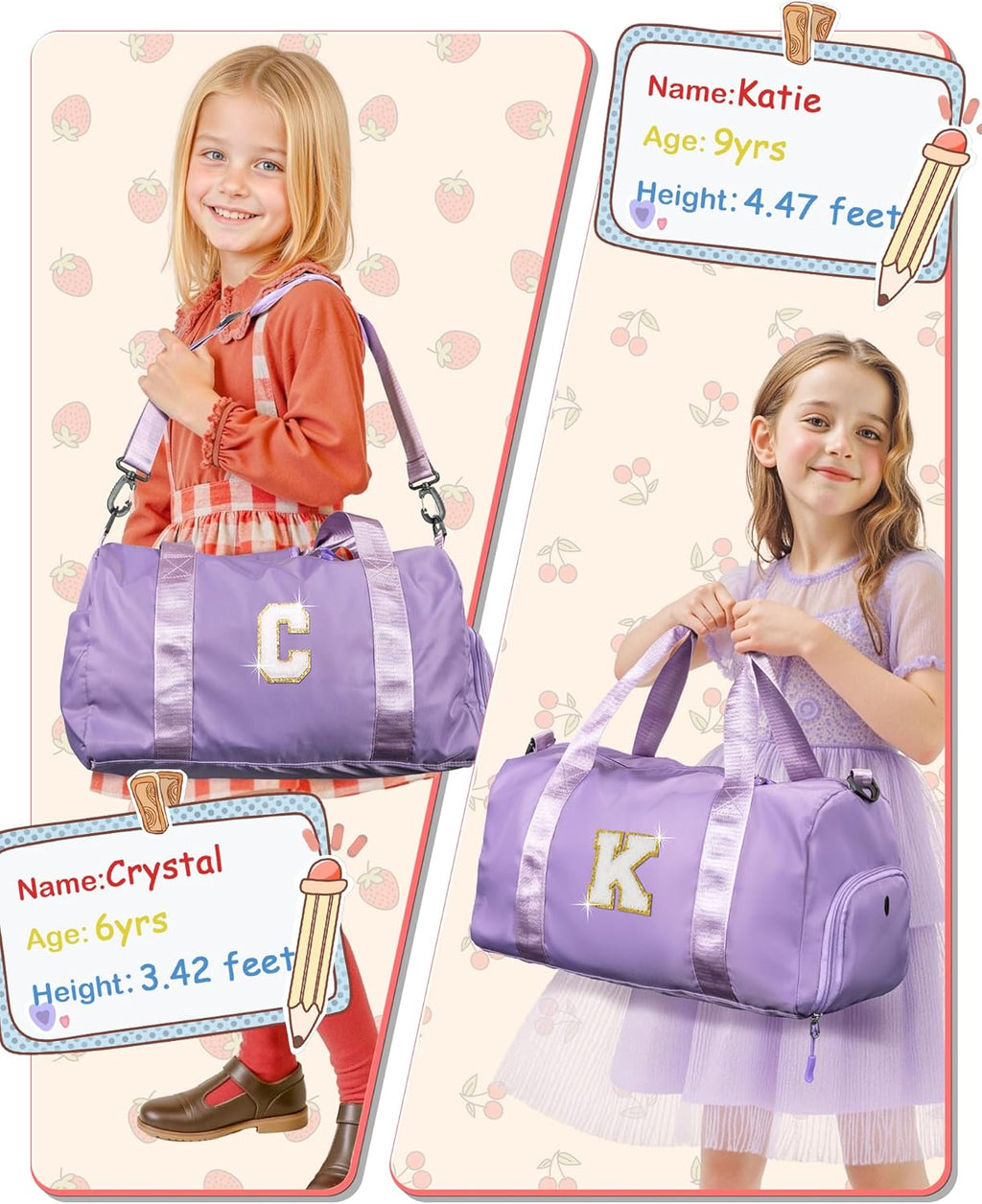 Skiennix Girl Gym Bag - Personalized Weekender Tote with Shoe Compartment & Makeup Pouch | Ideal Birthday Gift for 4-Year-Olds (Letter R)