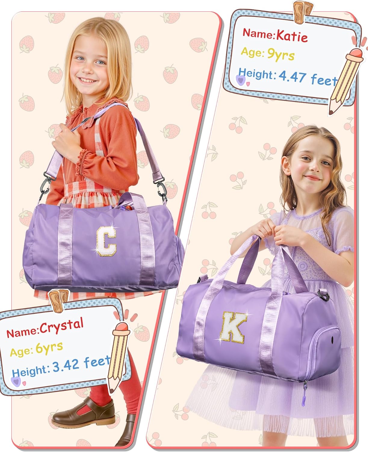 Skiennix Girl Gym Bag - Personalized Weekender with Shoe Compartment & Makeup Pouch | Ideal Birthday Gift for 4-Year-Olds (Letter R)