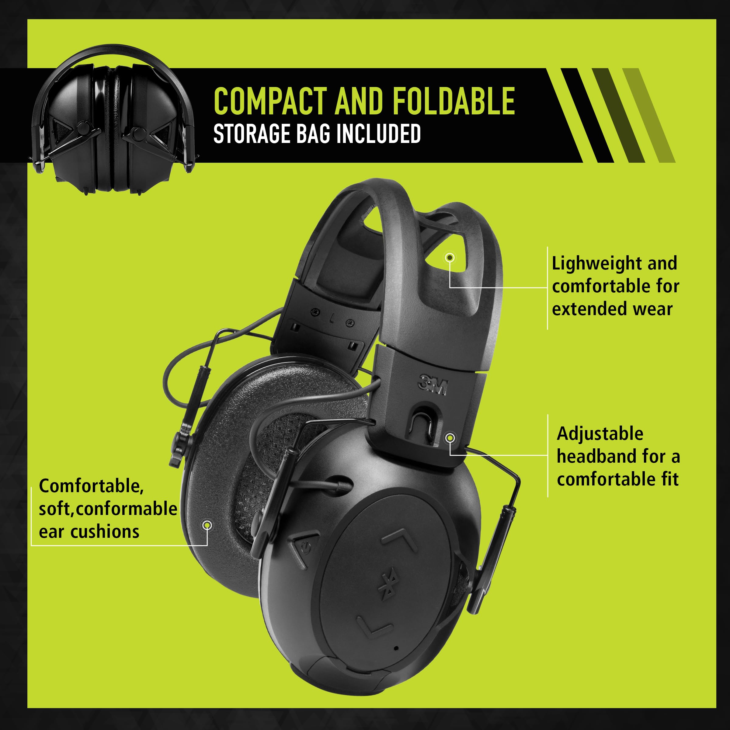 Peltor Sport Tactical 500 Bluetooth Hearing Protection Ear Muffs, 25 dB Noise Reduction Rating, Electronic Hearing Protection Headphones for Shooting, Hunting, Mowing, Construction, Concerts, & More
