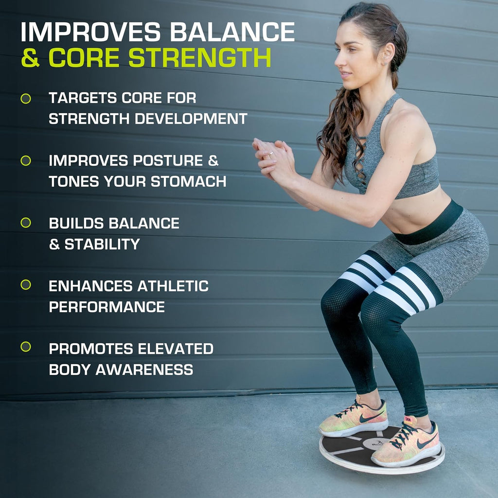 ProsourceFit Wooden Balance Board - Non-Slip Wobble Trainer for Stability | 15.75in Diameter, 360° Rotation