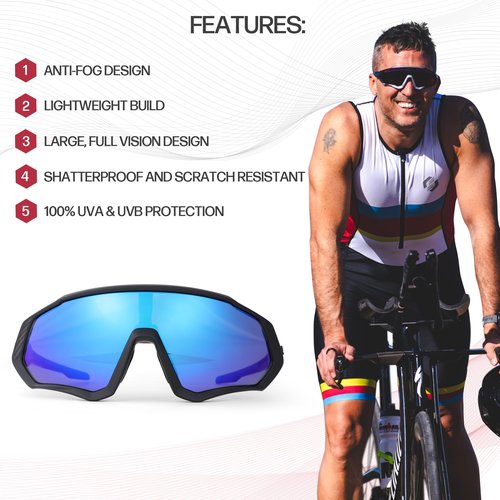 SLS3 Triathlon Cycling Glasses & Running Sunglasses Men Women. Designed by Top Triathletes. Outdoor Sports Running Glasses & Cycling Sunglasses (Pink, Green & Red Speckled, Pink Lens)