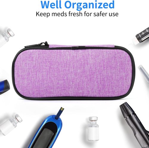Insulin Pen Cooler by [Brand Name] - Travel Case with 2 Reusable TSA-Approved Ice Packs | Purple Insulated Bag for Diabetic Supplies