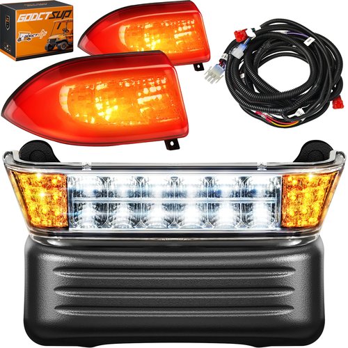 GODCTSUP Golf Cart Headlight and Taillights Kit for Club Car Precedent 2004-Up Electric Models, 12V Club Car Light Kit- OEM# 102524801, 1025290-01, Includes Headlight, Taillights, Wiring Harness