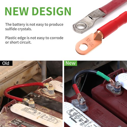 10L0L Golf Cart Battery Cable Set for 36V Yamaha G14 G16 - Heavy Duty 4 Gauge Enhanced Performance and Durability (5pcs/Set) Tin-Plated Copper Hexagon Terminal
