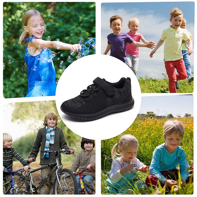RUNSIDE Kids Lightweight Sneaker Shoes - A-Black+1 Big Kid Variation