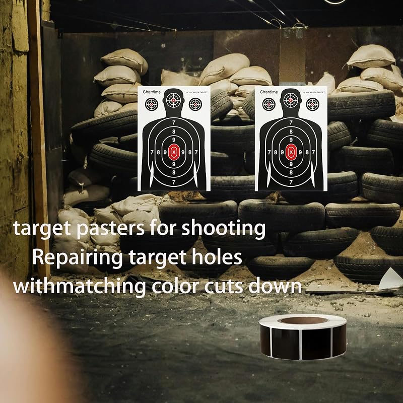 1 Inch Target Pasters, 2000 Pieces (2 Rolls) Adhesive Markers for Shooting Practice - Black