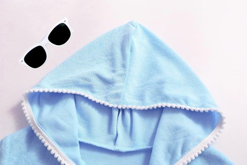 LUCKYGAL Girls Swim Cover-Up - Terry Zip-Up Bathing Suit Wrap with Sunglasses | Perfect for Beach Days
