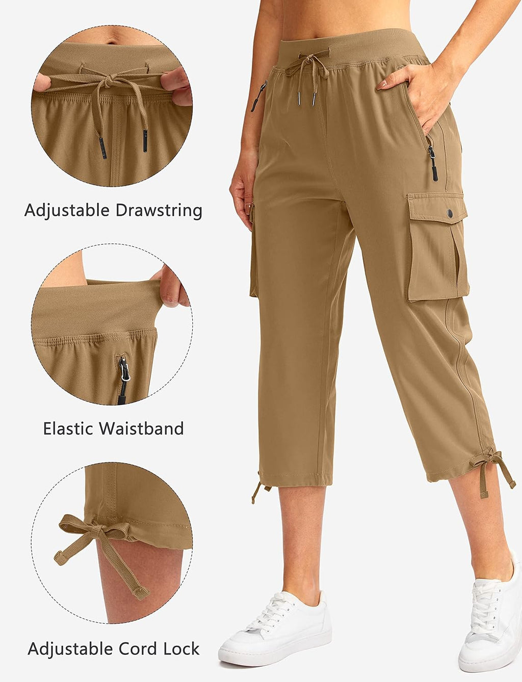 Soothfeel Women's Cargo Capris - Lightweight Quick-Dry Hiking Pants with 6 Pockets | Casual Summer Wear