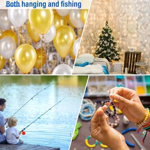 Acejoz Clear Fishing Wire - 656FT Strong Nylon String Supports 40 Pounds for Balloon Garland Decor