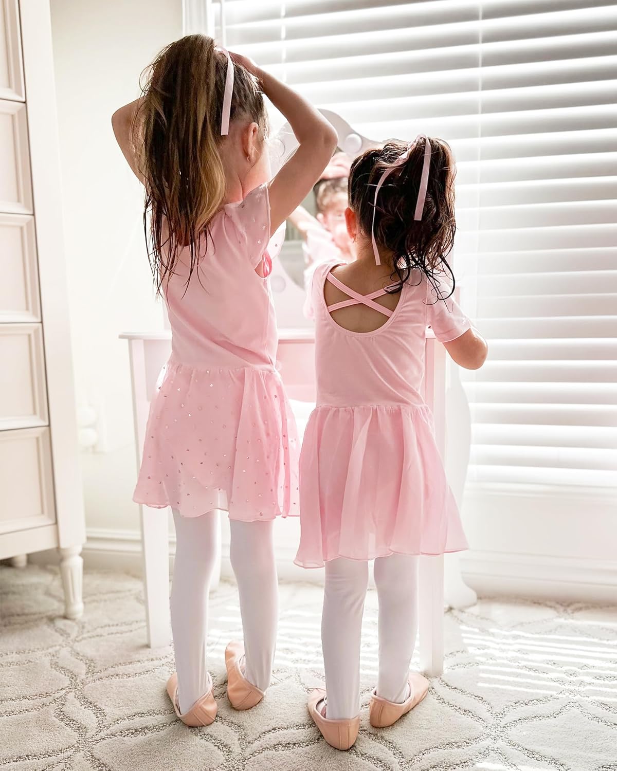 Stelle Ballet Leotards for Girls - Criss-Cross Bow Back Dance Outfit with Skirt | Toddler to Big Kid Sizes