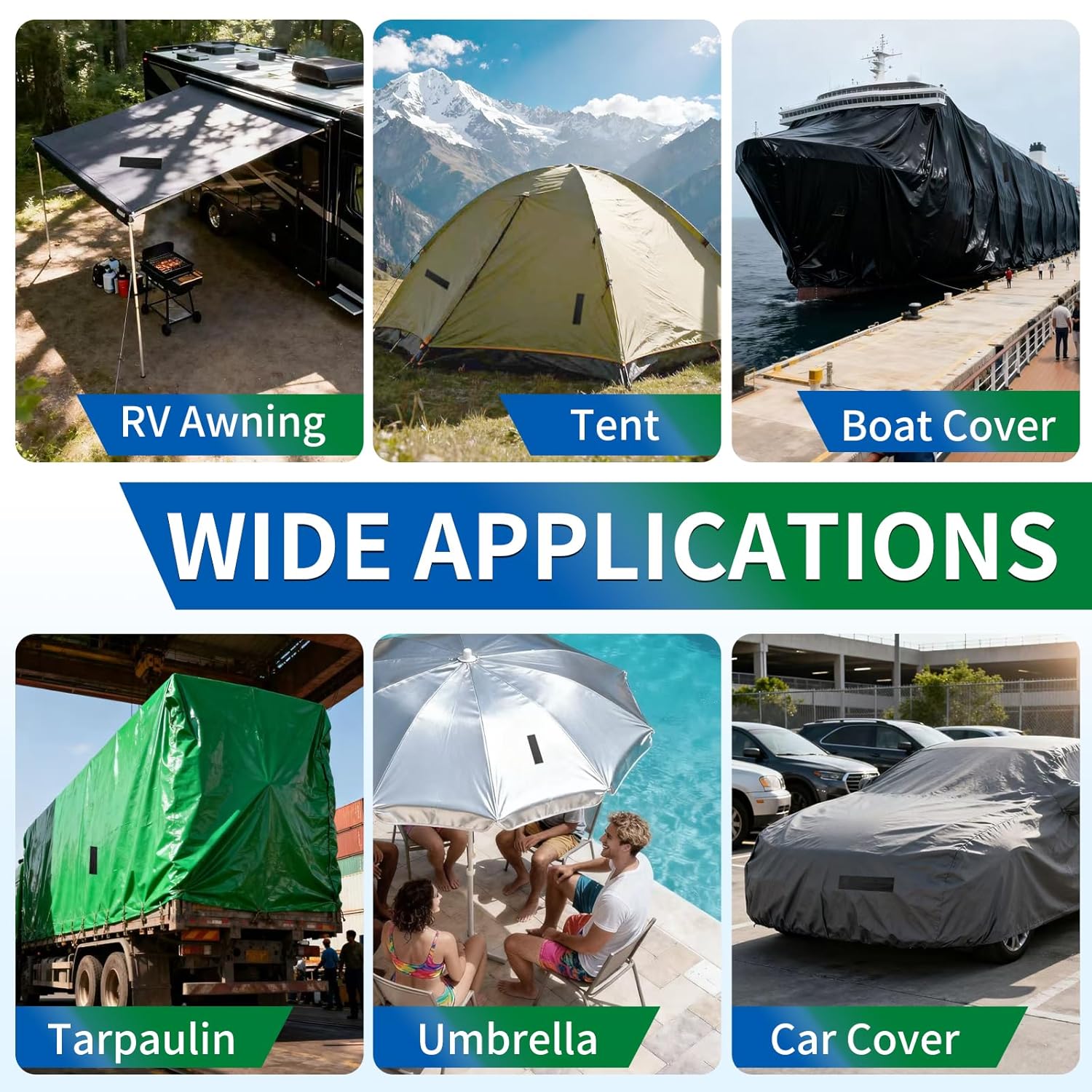 YONGJIN Heavy Duty RV Awning Repair Tape - Waterproof Tarp Patch Kit for Outdoor Fabric (3 Inch)