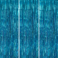 DECOCKRAT 3 Pack Foil Fringe Backdrop - Blue Shiny Tinsel Curtains for Party Decoration/Photo Booth Props - 3.3x8.2 FT Metallic Foil Backdrop for Birthday, Wedding, Graduation, Christmas.