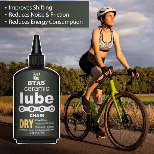 BTAS Dry Bike Chain Wax Lube - 4 oz Ceramic Nanoparticle & PTFE Lubricant for Road & Mountain Bikes
