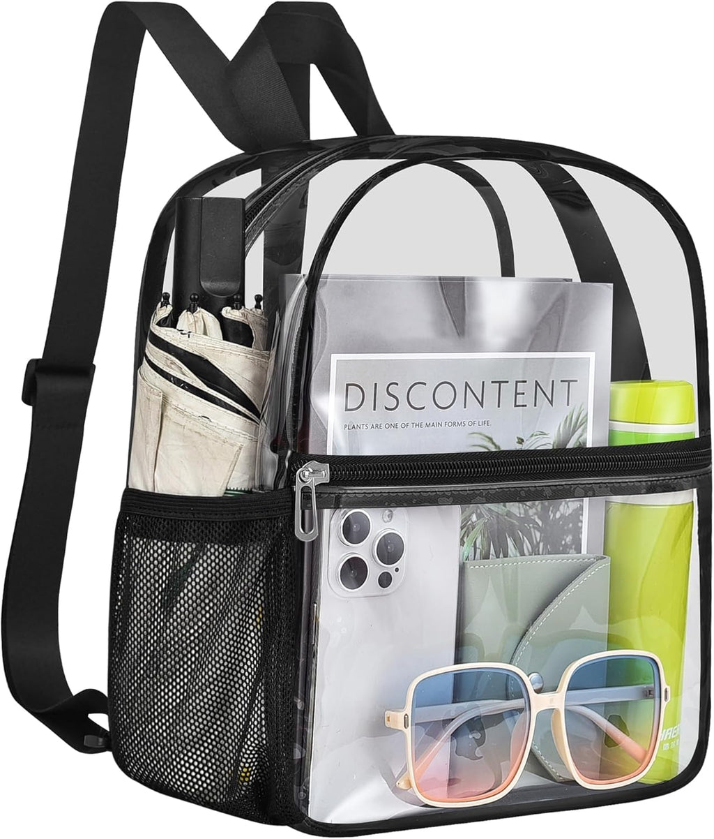 Skiennix Clear Stadium Backpack - Mini Sports Bag for Events, Concerts & Travel | Black 12x12x6
