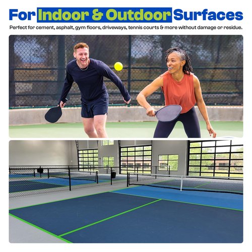Pickleball Court Marking Kit | Pre-Measured, Pre-Cut, Ready-to-Apply Pickleball Court Tape Lines for Indoor, Outdoor, Waterproof, Easy Setup, No Residue, Temporary, Permanent, Floor Markers