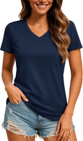 TACVASEN Women's V-Neck Athletic Tee - UPF 50+ Sun Protection, Quick Dry, Short Sleeve Workout Top