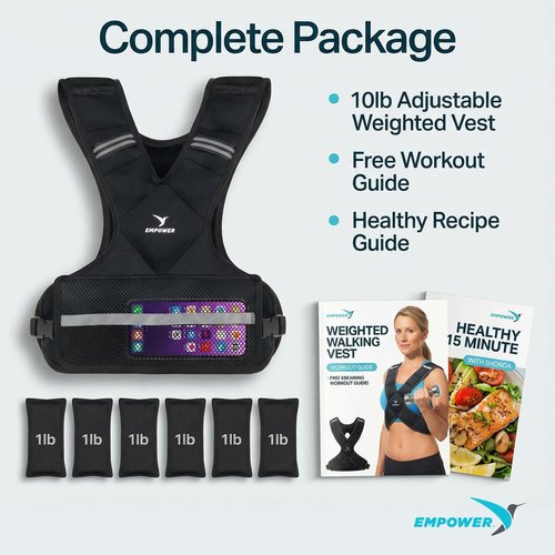 Empower Weighted Walking Vest for Women – Strengthen Muscles, Boost Bone Health, and Burn More Calories, 10lb Adjustable Weighted Vest, 4-in-1 with Removable Weights (4lbs, 6lbs, 8lbs or 10lbs) with Mesh Phone Storage Pocket