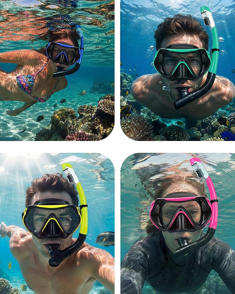 Dry-Valve Snorkel Mask Set for Adults - Black Variation