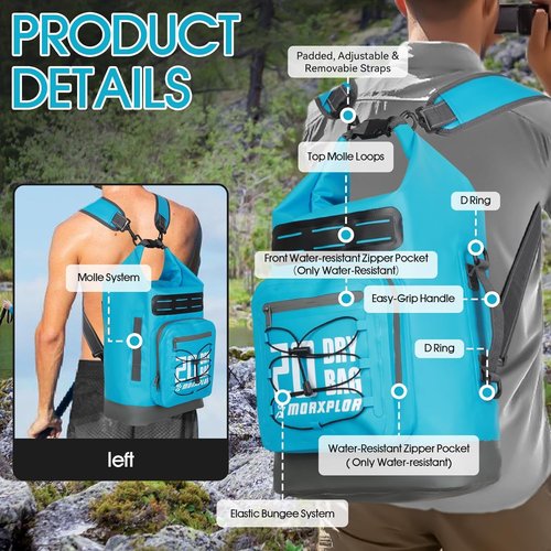 MORXPLOR Waterproof Dry Bag - Roll Top Backpack with Phone Case | 5L to 55L Sizes for Swim & Kayak