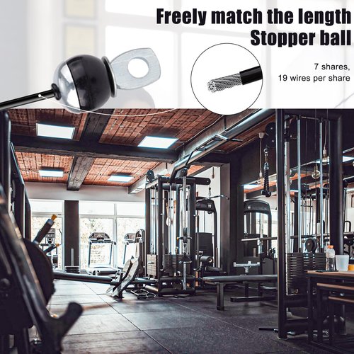 NQEUEPN 196in Fitness Pulley Cable, Adjustable Home Gym Replacement Cables Pulley System Gym Heavy Duty Fitness Steel Wire Rope 5mm Thick for Pulley Machine Accessories Home Gym