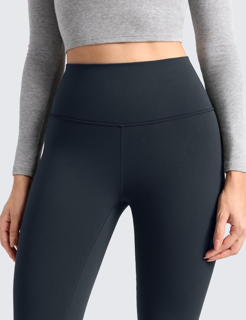 CRZ YOGA Matte Thermal Fleece Lined Leggings 28'' - Casual Lounge Workout Womens Yoga Full Length Pants Winter Warm True Navy Small