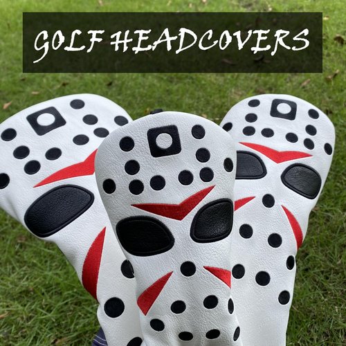 NEwoilkwo 1pc Golf Driver Headcover - Red Cartoon Faux Leather Golf Club Head Cover - Driver, Fairway Wood, Hybrid - Golf Gift for Men