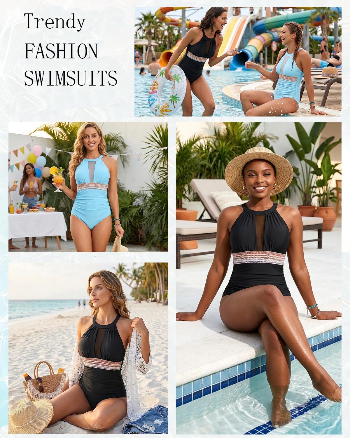 Tempt Me One-Piece Swimsuit - High Neck Plunge Design with Ruched Tummy Control | Flattering Fit