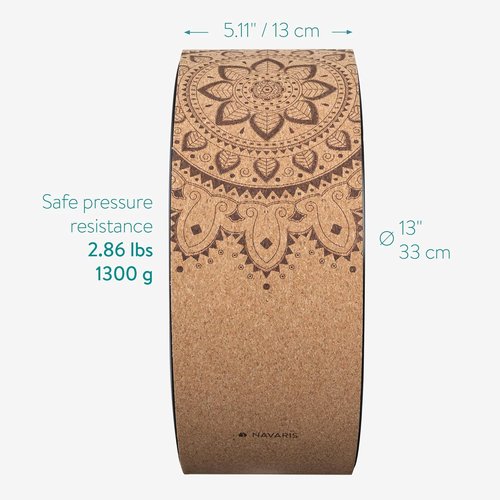 Navaris Cork Yoga Wheel - Enhance Flexibility & Back Bends - 13" (33cm) Diameter for Deepening Poses