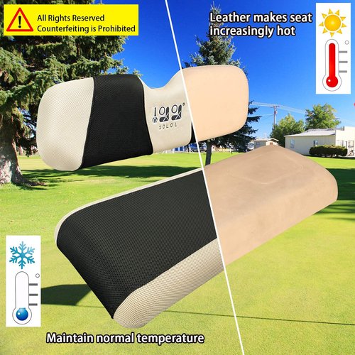 10L0L Golf Cart Front and Back Seat Cover Set for Club Car DS Precedent & Yamaha, Dress Up Your Old Golf Cart Seat - Black + Beige