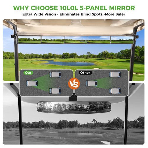 10L0L Universal Golf Cart 5 Panel Mirror for Yamaha EZGO Club Car, Eliminate Blind Spots Wide Angle Rear View Mirror