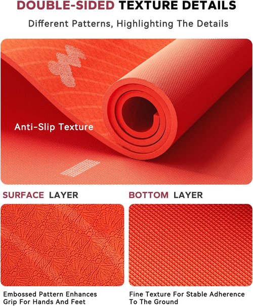 HAPBEAR Large Yoga Mat - 72"x36" Extra Wide Anti-Slip Exercise Mat | 1/4" Thick for Ultimate Cushioning - Perfect for Yoga & Pilates