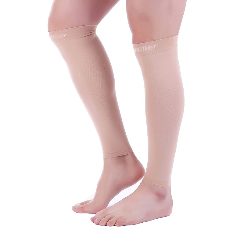 Calf Compression Sleeve 15-20mmHg - Premium Medical Grade, Reduces Shin Splints (XX-Large, Skin/Nude) - 1 Pair