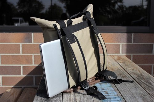 Ripple Junction Grateful Dead Canvas Roll Top Backpack Bag w/Vegan Leather Reinforced Bottom Dual Adjustable Shoulder Straps Steal Your Face Logo Officially Licensed