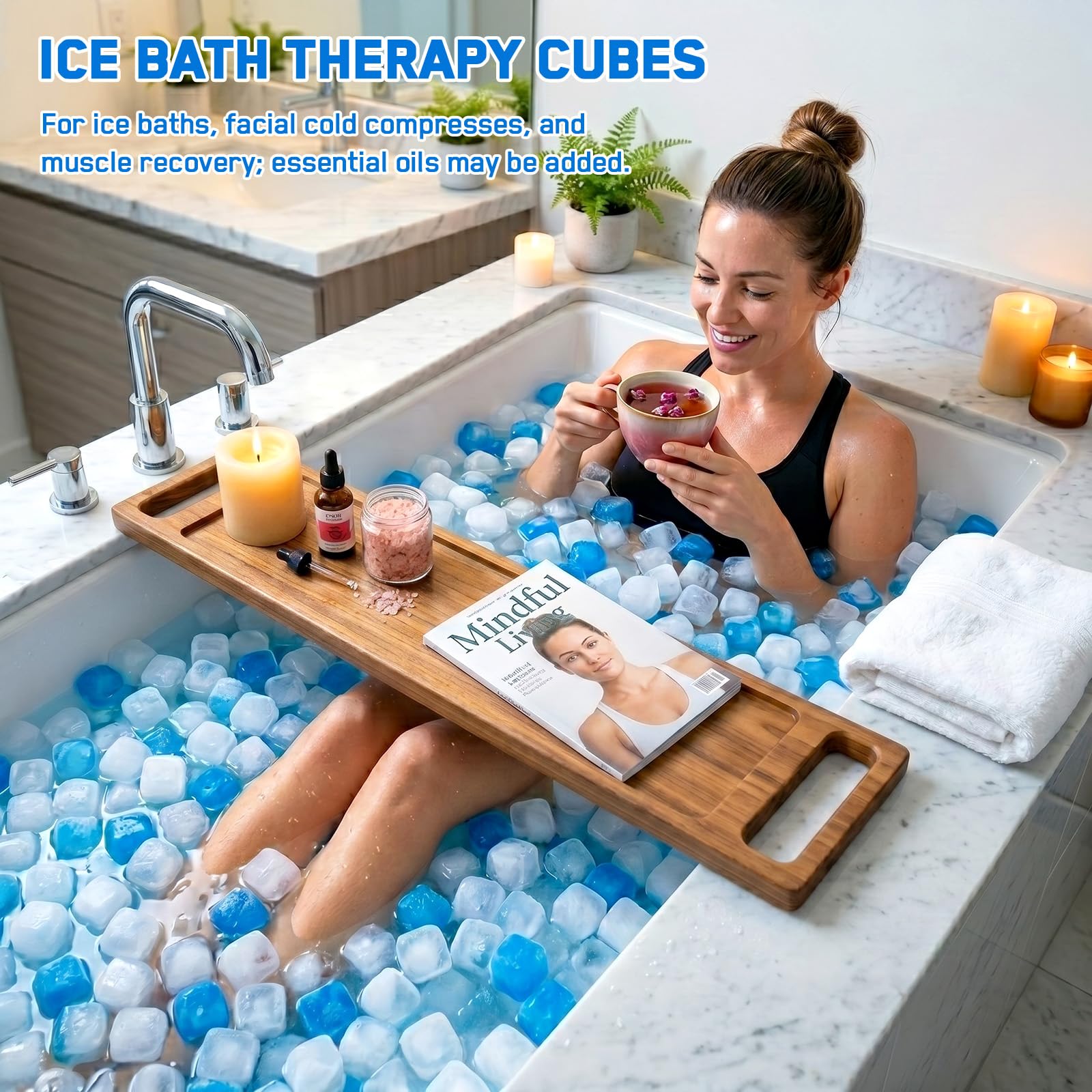 400 Pack Reusable Ice Cubes for Coolers Drinks, BPA-Free Plastic Cubed Ice Packs for Lunch Boxes, Non-Diluting Refreezable for Outdoor Ice Bath Whiskey Coffee Bars Party Camping
