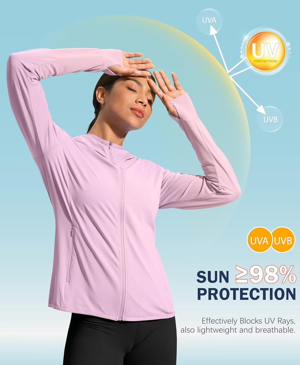Soothfeel Women's Sun Protection Hoodie Jacket - UPF 50+ Lightweight Long Sleeve with Pocket for Hiking