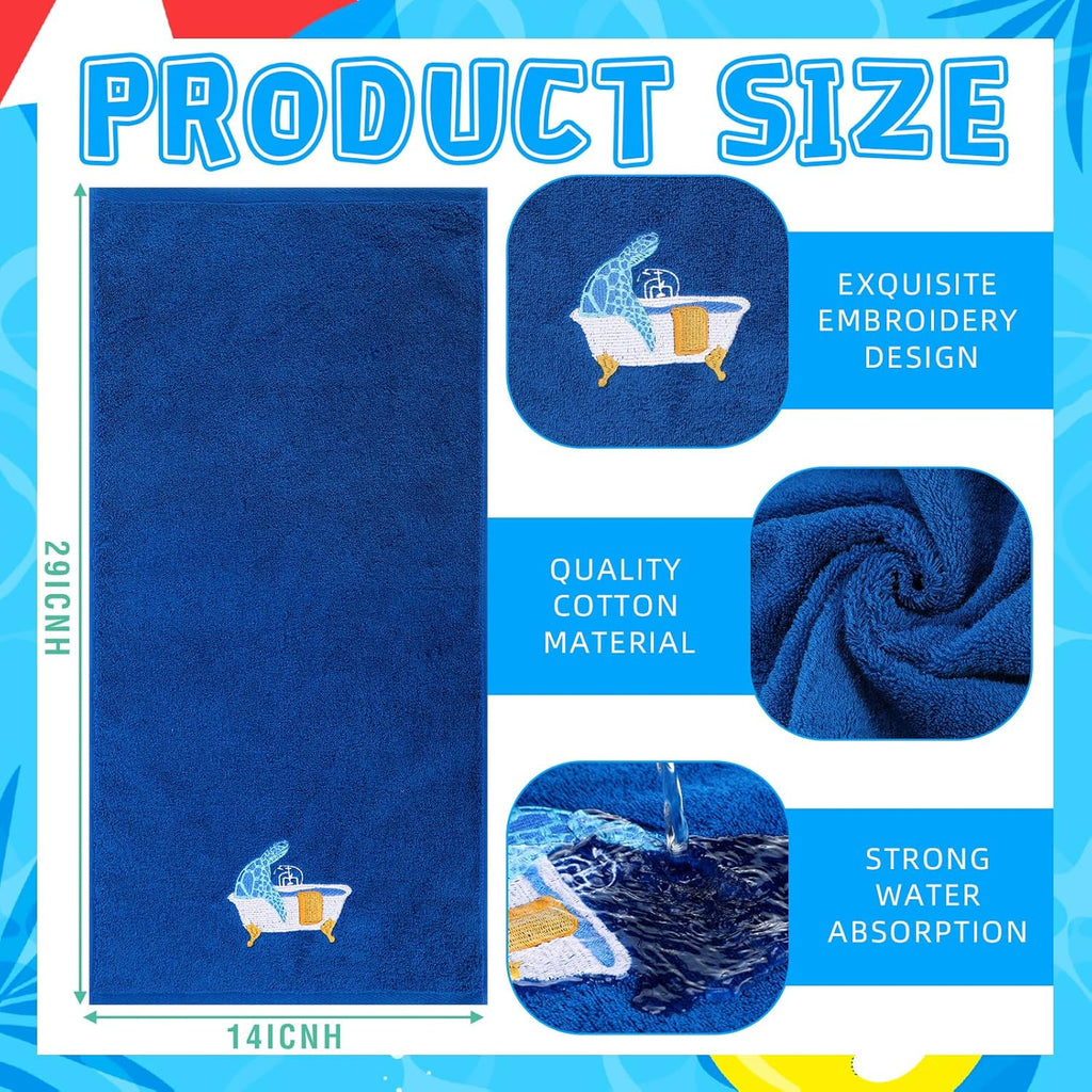 Skiennix Funny Sea Turtle Hand Towels - 100% Cotton Coastal Bathroom Decor | Soft & Absorbent, 29.5 x 13.8 Inch