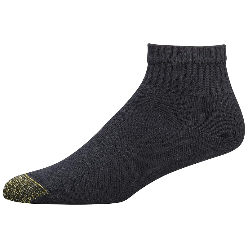 GoldToe Men's 6-Pairs Cotton Ankle Athletic Socks - Black & White, Large