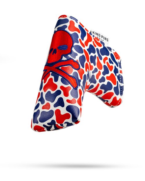 King Pins Golf Red White Blue Camo Headcovers - Premium Quality Golf Headcovers. Embroidered Hand-Made Leather, Stylish Golf Club Cover - Customize Your Golf Bag (Blade)