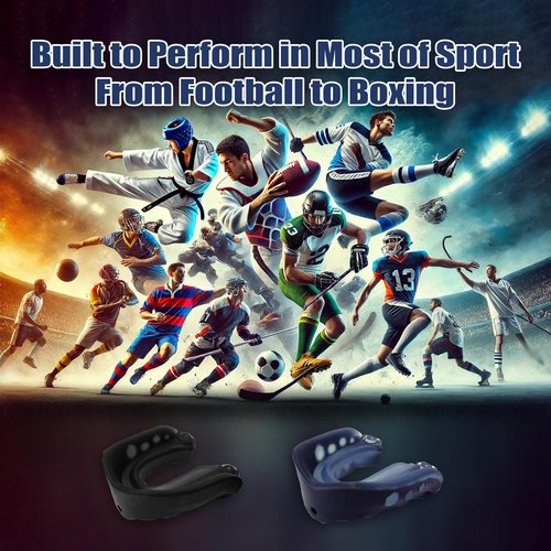 Kids Sports Mouthguard - 2 Pack with Case & Strap | Ideal for Football, Boxing, Basketball, Ages 4-7
