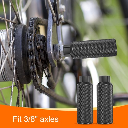 HARFINGTON 2 Pairs Bike Pegs Aluminum Alloy Rear Stunt Pegs Anti-Skid Back Seat Stands Fit 3/8" Axles for Mountain Bike BMX, Black