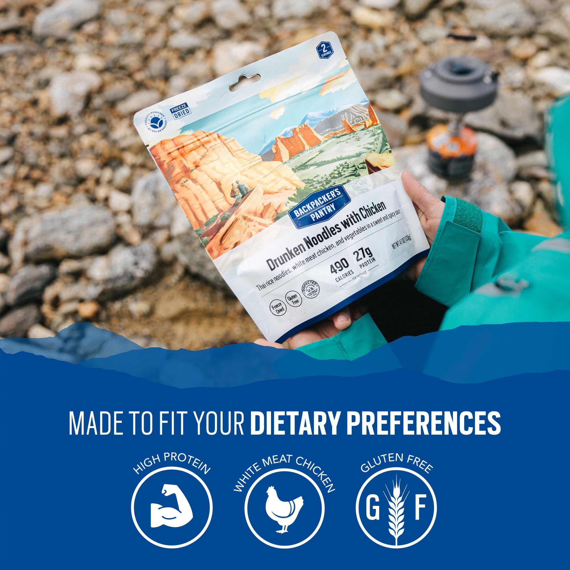 Backpacker's Pantry Drunken Noodles with Chicken | Freeze Dried Backpacking Meals | Dehydrated Camping Food | 27 Grams of Protein | 1 Count