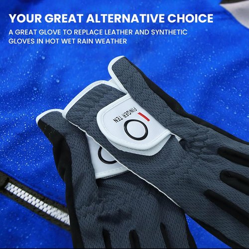 FINGER TEN Golf Gloves - All-Weather Grip for Right & Left-Handed Golfers | 6-Pack in Various Sizes