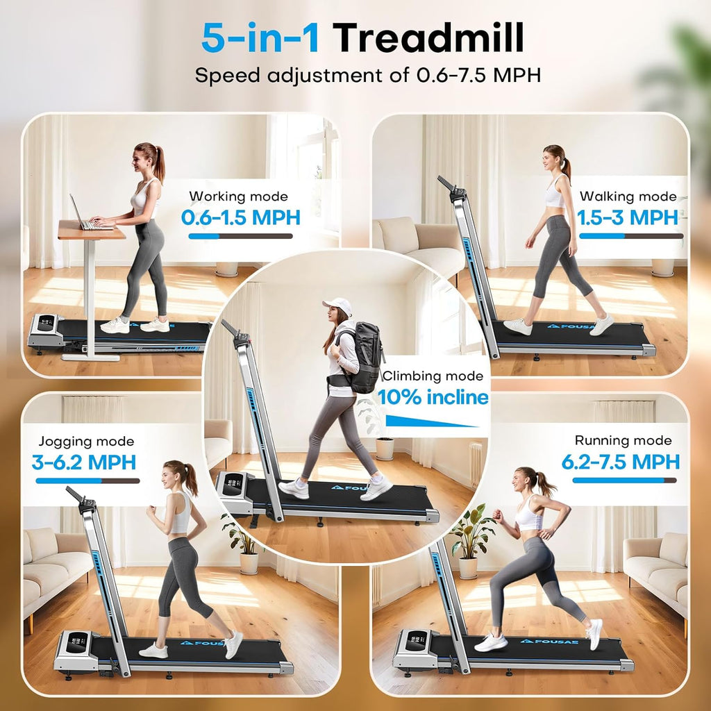 Walking Pad Treadmill - 6.2MPH Under Desk Design with 10% Incline | 350LBS Capacity, Remote Control & 12 HIIT Programs